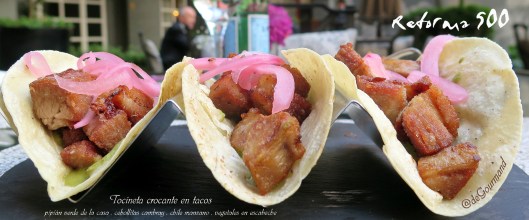 REFORMA 500 trio de tacos de pork belly -7